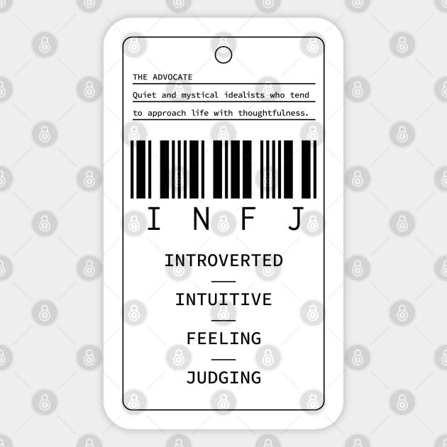 INFJ - The Advocate - Introverted Intuitive Feeling Judging Sticker by Millusti